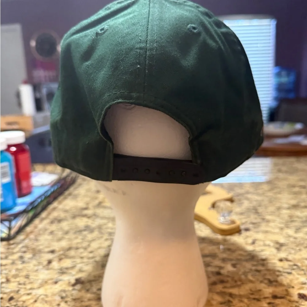 Green and Black Party Hat with Flat Brim and Logo